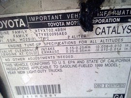 1999 TOYOTA TACOMA, WHITE, SR5, EXTD CAB, 2.4L, AT, 2WD.  Z25969